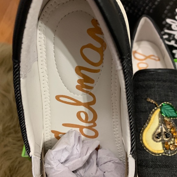 SOLD⛔️SAM EDELMAN Black Denim pear/Apple slip on - Picture 4 of 11